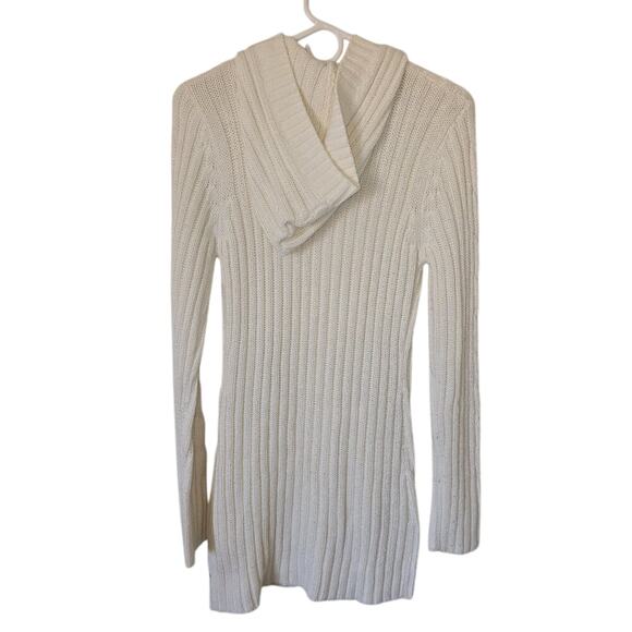 Derek Heart 100% Acrylic Ivory Hooded Long Length Cardigan - Picture 2 of 3